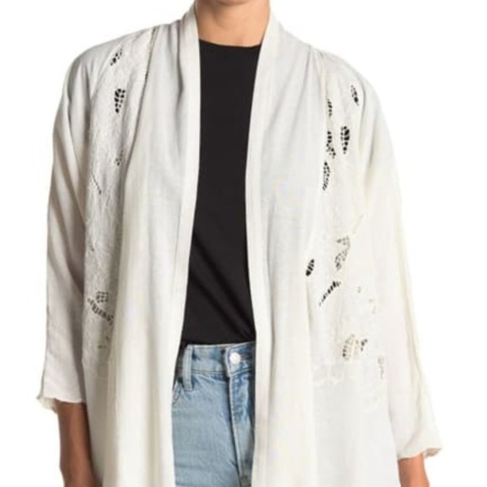 FREE PEOPLE White Cool Nights Crochet Long Sleeve Cardigan XS